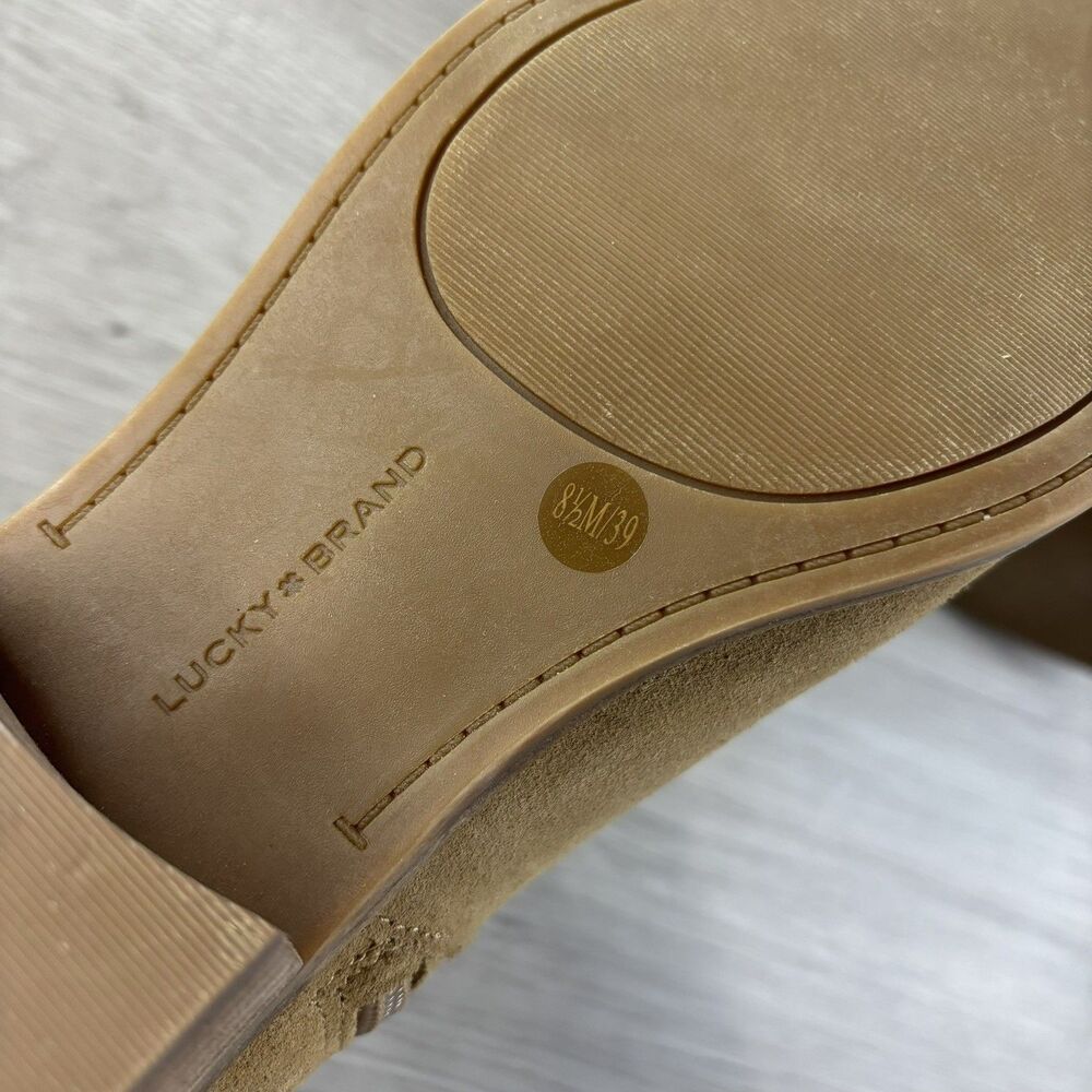 Lucky Brand Prenma Suede Heeled Ankle Booties Beich Women's Sz 8.5/39 LKNW - Picture 13 of 14